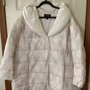 2X Jacket Dennis Basso Reversible Print to Solid Water Resistant Jacket Nice!